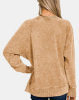 Zenana Pocketed Round Neck Sweatshirt