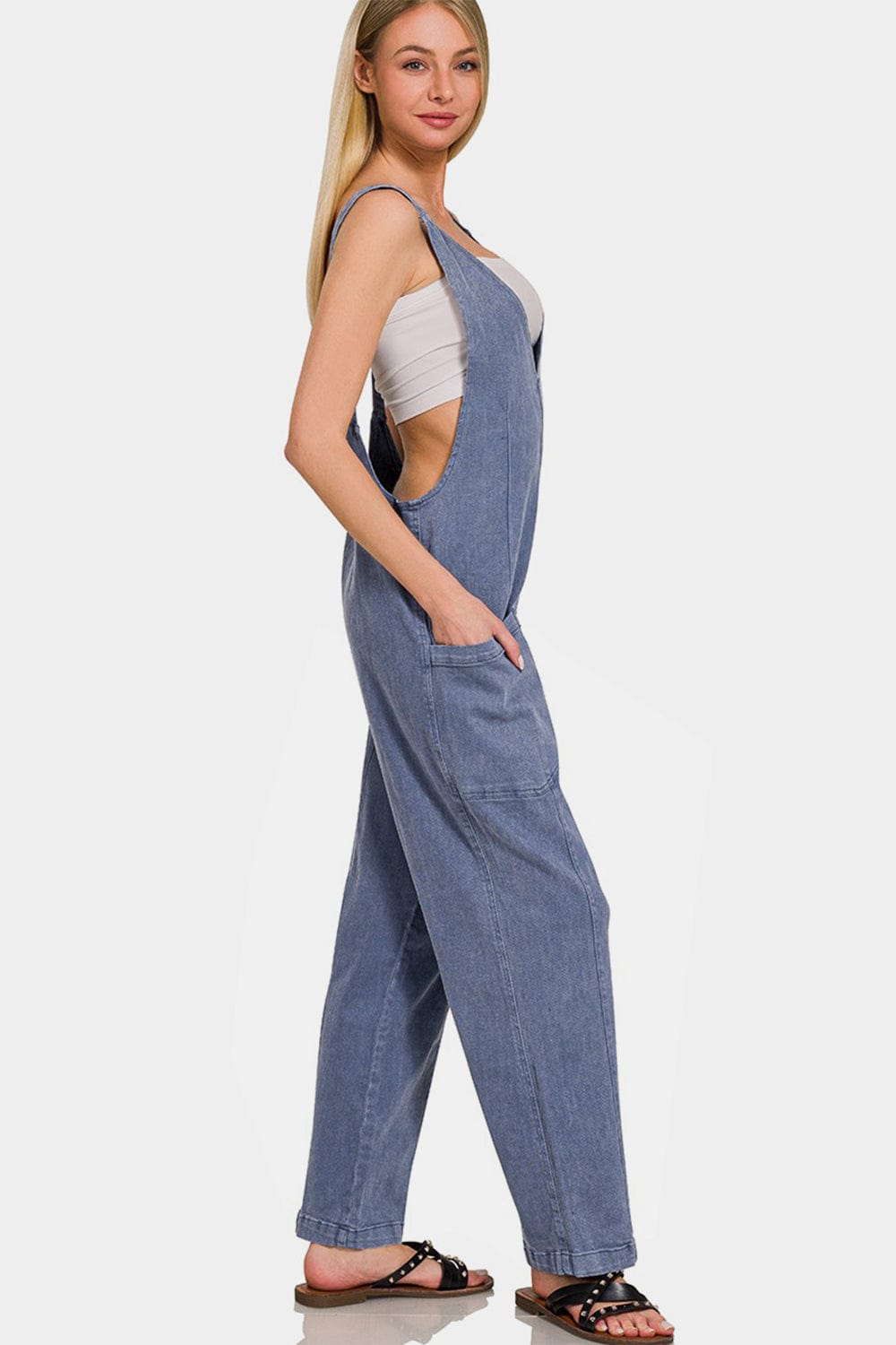 Lavender Zenana Pocketed Wide Strap Jumpsuit