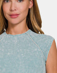 Zenana Ribbed Round Neck Cropped Top