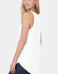 Beige Zenana Round Neck Curved Hem Tank