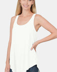 Antique White Zenana Round Neck Curved Hem Tank