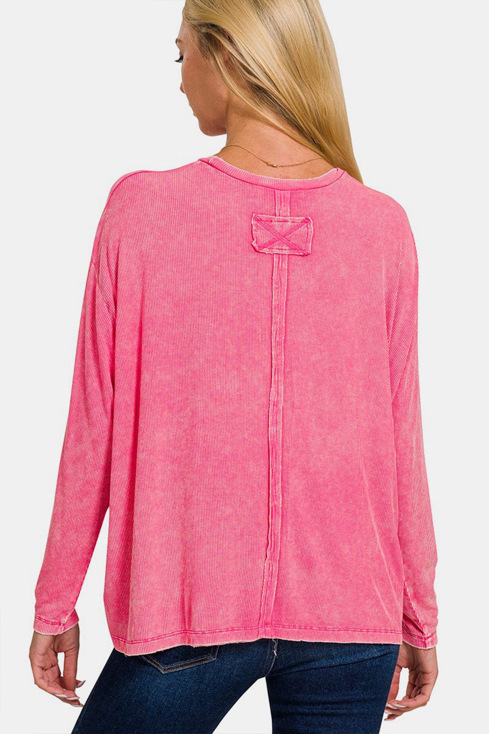 Pale Violet Red Zenana Round Neck Long Sleeve T-Shirt