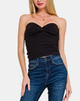 Zenana Ruched Twisted Sweetheart Neck Top