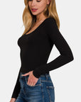 Dark Slate Gray Zenana Scoop Neck Long Sleeve T-Shirt