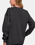 Zenana WEEKEND Round Neck Dropped Shoulder Sweatshirt