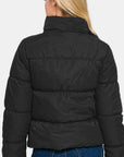 Zenana Zip Up Turtleneck Puffer Jacket with Pockets