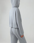 Light Gray Zip Up Dropped Shouder Active Hooded