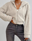 Zip Up Long Sleeve Fuzzy Hooded Jacket