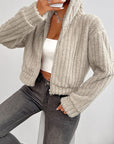 Zip Up Long Sleeve Fuzzy Hooded Jacket