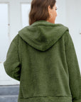 Zip Up Long Sleeve Fuzzy Hooded Outerwear