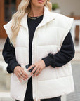 Zip Up Puffer Vest Coat with Pockets