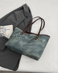 Dark Slate Gray PU Leather Tote Bag