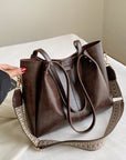 Gray PU Leather Large Tote Bag