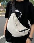 Gray Large Nylon Sling Bag