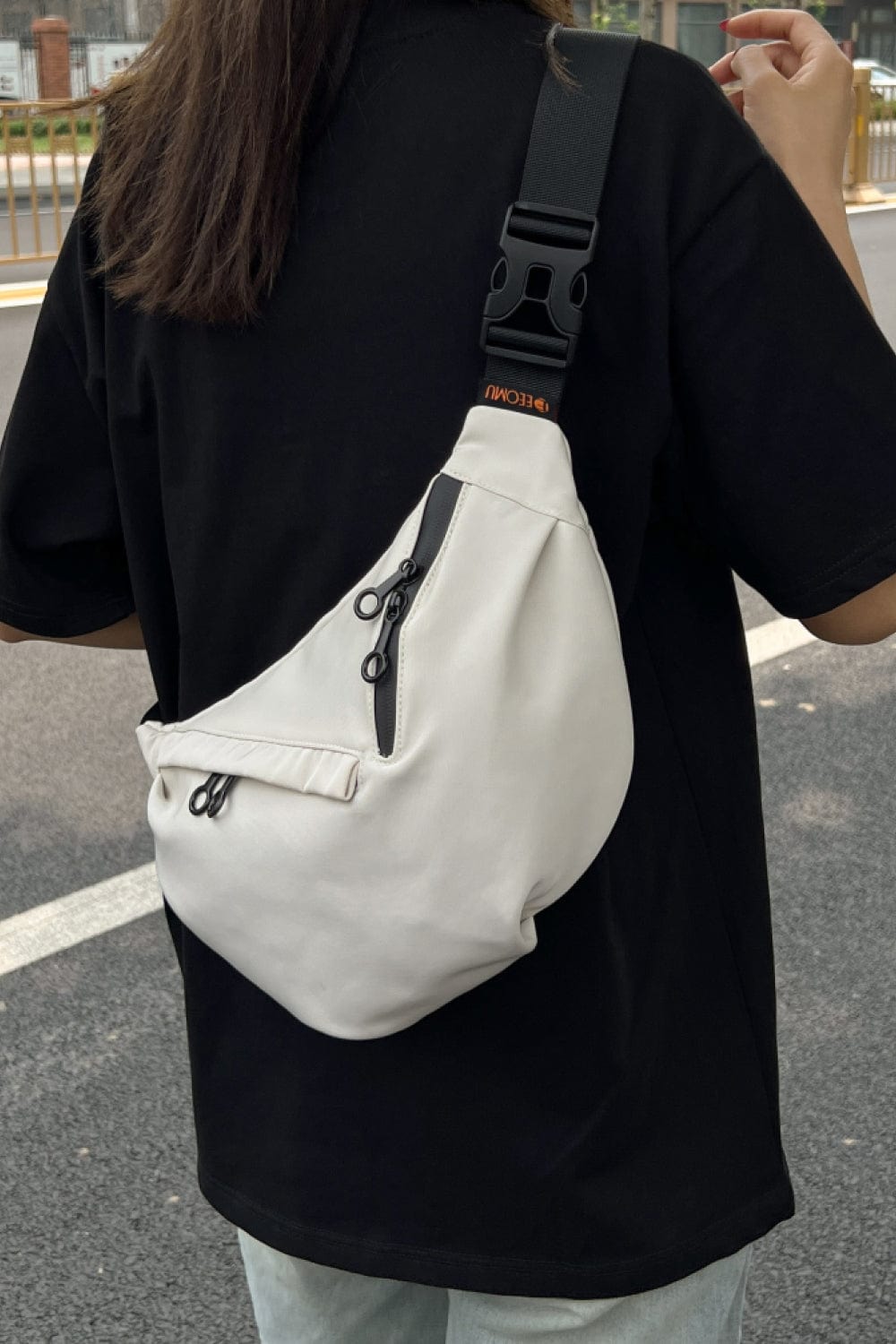 Dark Gray Large Nylon Sling Bag