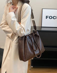 Gray PU Leather Large Tote Bag