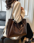 Dark Gray PU Leather Large Tote Bag