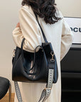 Black PU Leather Large Tote Bag