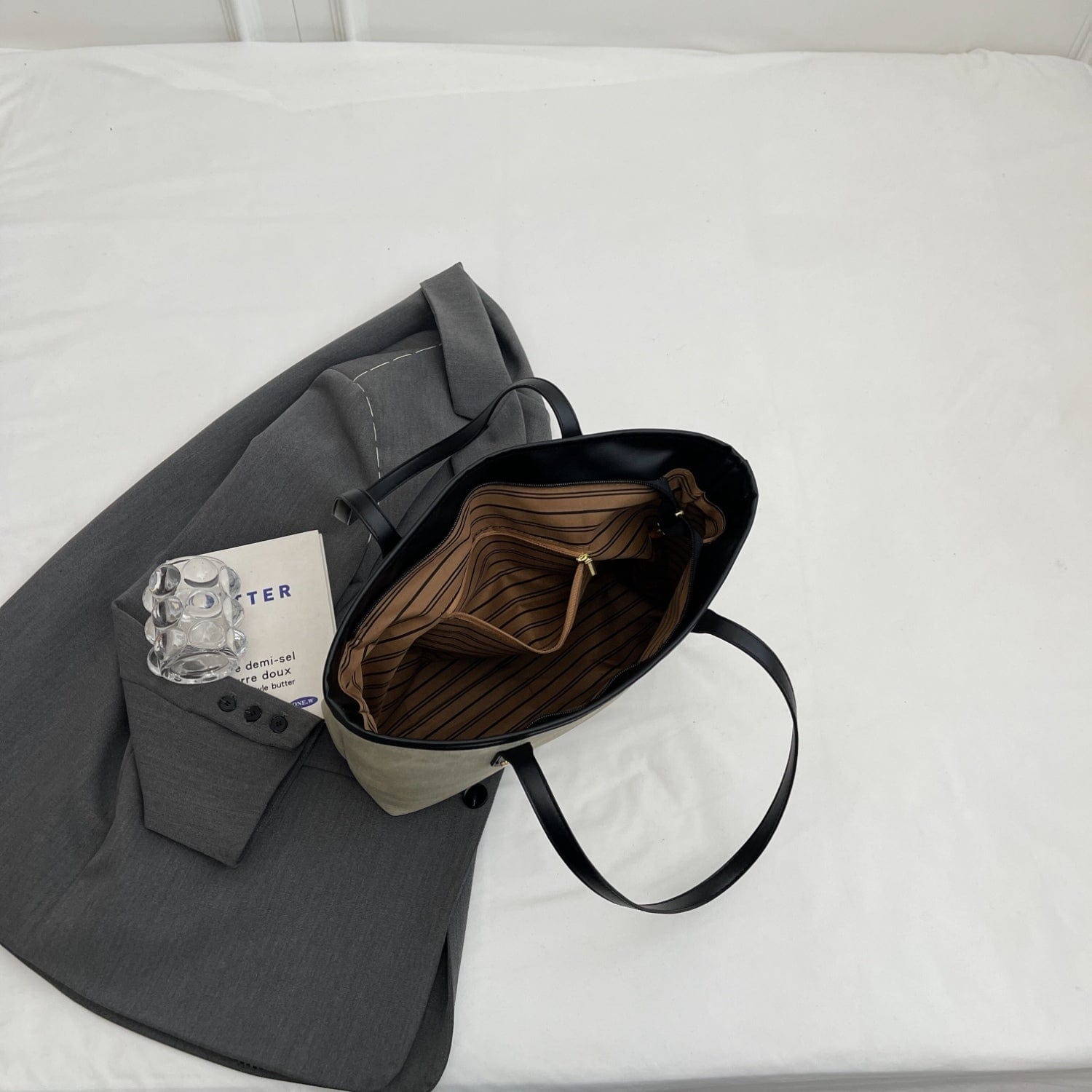 Dark Slate Gray PU Leather Tote Bag