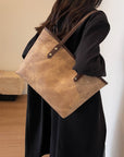 Rosy Brown PU Leather Tote Bag