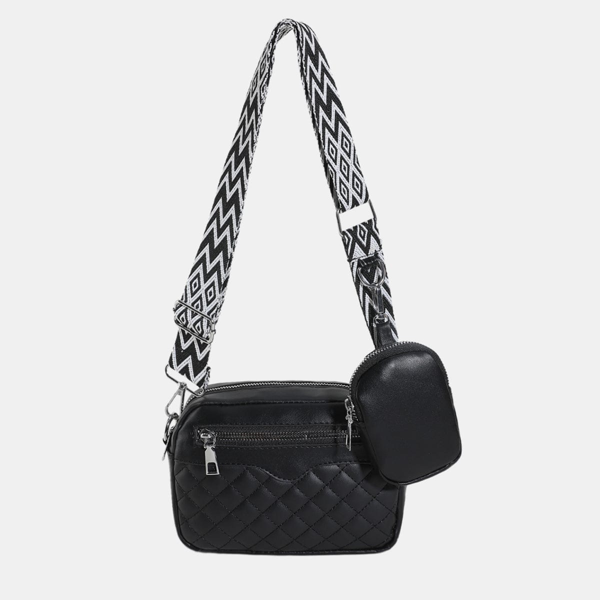 Dark Slate Gray Stitching PU Leather Shoulder Bag