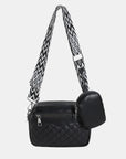 Dark Slate Gray Stitching PU Leather Shoulder Bag