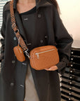 Tan Stitching PU Leather Shoulder Bag