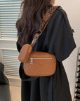 Black Stitching PU Leather Shoulder Bag