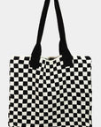 Fame Checkered Pattern Tote Bag