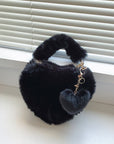 Heart Shape Faux Fur Handbag