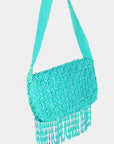 Fame Beaded Fringe Rectangle Shoulder Bag