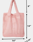 Fame Pointelle Knit Crochet Tote Bag