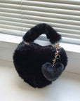 Heart Shape Faux Fur Handbag