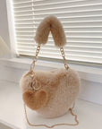 Heart Shape Faux Fur Handbag