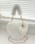 Heart Shape Faux Fur Handbag