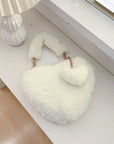 Heart Shape Faux Fur Handbag