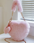 Heart Shape Faux Fur Handbag