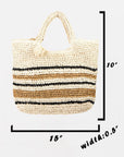 Fame Striped Straw Braided Tote Bag