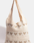 Fame Contrast Heart Crochet Tote Bag