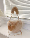 Heart Shape Faux Fur Handbag