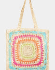 Fame Rainbow Crochet Knit Tote Bag