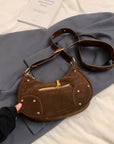 Suede Adjustable Strap Shoulder Bag