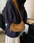 Suede Adjustable Strap Shoulder Bag