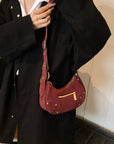 Suede Adjustable Strap Shoulder Bag