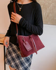 Suede Shoulder Bag and PU Leather Clutch 2 Piece Set