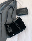 Suede Shoulder Bag and PU Leather Clutch 2 Piece Set