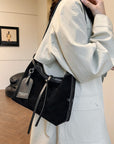 Suede Shoulder Bag and PU Leather Clutch 2 Piece Set