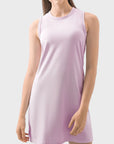 Light Gray Round Neck Sleeveless Active Dress