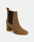 Beast Fashion Faux Suede Block Heel Chelsea Boots with Elastic Side Panel