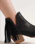 Beast Fashion Fringe Side V-Cut Ankle Booties